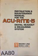 Acu-Rite-ACU-RITE® 5 Digital Readout & Measuring System, Instruction & Maintenance Manual-5 Digital Readout & Measuring System-01
